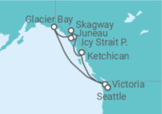 Reiseroute der Kreuzfahrt  Alaska - NCL Norwegian Cruise Line