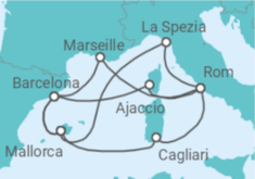 Reiseroute der Kreuzfahrt  Große Mittelmeerreise ab Mallorca - AIDA
