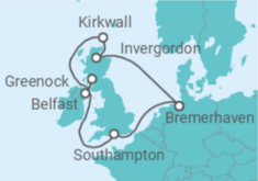 Reiseroute der Kreuzfahrt  10 Nächte - Großbritannien mit Orkney-Inseln - Mein Schiff