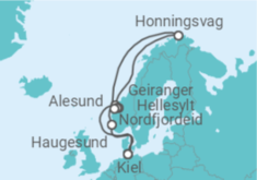 Reiseroute der Kreuzfahrt  11 Nächte - Norwegen mit Nordkap - Mein Schiff