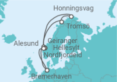 Reiseroute der Kreuzfahrt  11 Nächte - Norwegen mit Nordkap & Tromsø - Mein Schiff