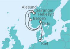 Reiseroute der Kreuzfahrt  8 Nächte - Norwegen mit Oslo - Mein Schiff