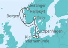 Reiseroute der Kreuzfahrt  8 Nächte - Norwegen mit Kopenhagen - Mein Schiff