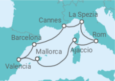 Reiseroute der Kreuzfahrt  10 Nächte - Westliches Mittelmeer mit Valencia - Mein Schiff