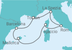 Reiseroute der Kreuzfahrt  9 Nächte - Westliches Mittelmeer mit Korsika - Mein Schiff