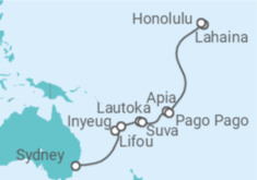 Reiseroute der Kreuzfahrt  Fidschi Inseln, Amerikanisch-Samoa, USA - Celebrity Cruises