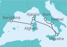 Reiseroute der Kreuzfahrt  Frankreich, Italien - Cunard