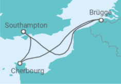 Reiseroute der Kreuzfahrt  Belgien, Frankreich - Cunard