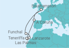 Reiseroute der Kreuzfahrt  Kanaren - Cunard