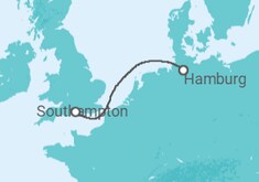 Reiseroute der Kreuzfahrt  Deutschland - Cunard