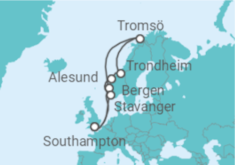 Reiseroute der Kreuzfahrt  Norwegen - Cunard