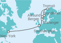 Reiseroute der Kreuzfahrt  Vereinigtes Königreich, Norwegen - Cunard