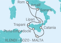 Reiseroute der Kreuzfahrt  Italien, Malta - WindStar Cruises