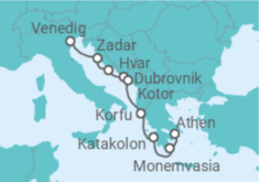 Reiseroute der Kreuzfahrt  Kroatien, Montenegro, Griechenland - WindStar Cruises