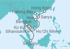 Reiseroute der Kreuzfahrt  Von Hong Kong (China) nach Singapur - Seabourn