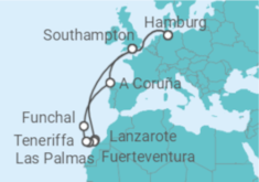 Reiseroute der Kreuzfahrt  Weihnachtsreise Kanarische Inseln 2024 - Cunard