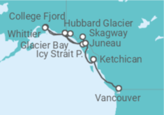 Reiseroute der Kreuzfahrt  Voyage of the Glaciers Grand Adventure - Princess Cruises