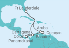 Reiseroute der Kreuzfahrt  Kolumbien, Panama, Aruba, Curaçao - Celebrity Cruises
