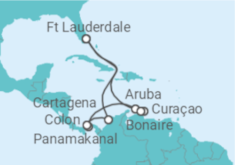 Reiseroute der Kreuzfahrt  Kolumbien, Panama, Aruba, Curaçao - Celebrity Cruises