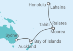 Reiseroute der Kreuzfahrt  Neuseeland, Französisch-polynesien, USA - Celebrity Cruises