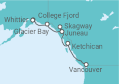 Reiseroute der Kreuzfahrt  Alaska - Holland America Line