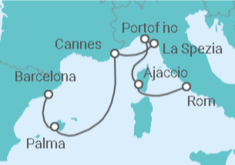 Reiseroute der Kreuzfahrt  Frankreich, Italien, Spanien - Celebrity Cruises