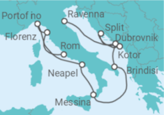 Reiseroute der Kreuzfahrt  Italien, Kroatien, Montenegro - Celebrity Cruises