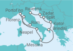 Reiseroute der Kreuzfahrt  Italien, Montenegro, Kroatien - Celebrity Cruises