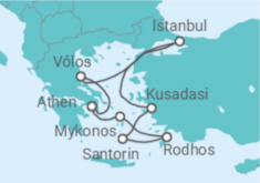 Reiseroute der Kreuzfahrt  Türkei, Griechenland - Celebrity Cruises