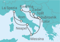 Reiseroute der Kreuzfahrt  Kroatien, Montenegro, Italien - Celebrity Cruises