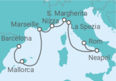 Reiseroute der Kreuzfahrt  Italien, Frankreich, Spanien - Celebrity Cruises
