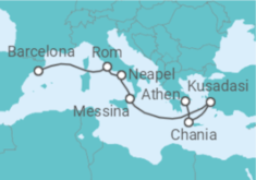 Reiseroute der Kreuzfahrt  Italien, Türkei, Griechenland - Celebrity Cruises