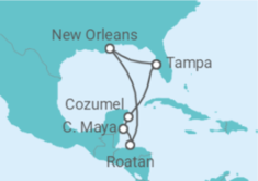 Reiseroute der Kreuzfahrt  USA, Honduras, Mexiko - Celebrity Cruises