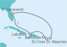 Reiseroute der Kreuzfahrt  Puerto Rico, Amerikanische Jungferninseln - Royal Caribbean