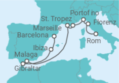 Reiseroute der Kreuzfahrt  French, Spanish & Italian Rivieras - Princess Cruises