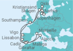 Reiseroute der Kreuzfahrt  Mediterranean & Scandinavia Medley - Princess Cruises