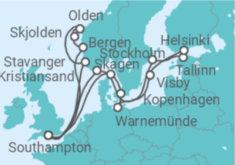 Reiseroute der Kreuzfahrt  Norwegian Fjords & Scandinavia - Princess Cruises