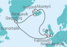 Reiseroute der Kreuzfahrt  Iceland & Greenland - Princess Cruises