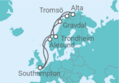 Reiseroute der Kreuzfahrt  Search for the Northern Lights - Princess Cruises