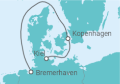 Reiseroute der Kreuzfahrt  Kiel • Kopenhagen • Bremerhaven - Nicko Cruises