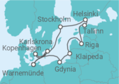 Reiseroute der Kreuzfahrt  Polen, Litauen, Lettland, Estland, Finnland, Schweden, Dänemark Alles Inklusive - MSC Cruises