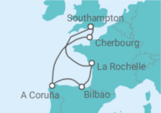 Reiseroute der Kreuzfahrt  Spanien, Frankreich Alles Inklusive - MSC Cruises