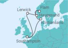 Reiseroute der Kreuzfahrt  Vereinigtes Königreich, Norwegen - MSC Cruises