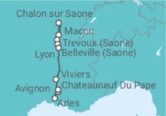 Reiseroute der Kreuzfahrt  Lyon • Chalon • Arles • Lyon & Anschlussprogramm Burgund - Nicko Cruises