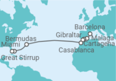 Reiseroute der Kreuzfahrt  Spanien, Marokko, Bermudas - NCL Norwegian Cruise Line