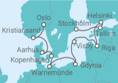 Reiseroute der Kreuzfahrt  Von Oslo (Norwegen) nach Stockholm (Schweden) - NCL Norwegian Cruise Line