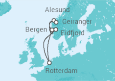 Reiseroute der Kreuzfahrt  Norwegen - Holland America Line