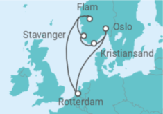 Reiseroute der Kreuzfahrt  Norwegen - Holland America Line