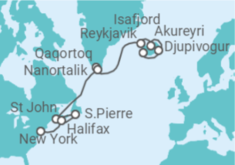 Reiseroute der Kreuzfahrt  Island, Antigua Und Barbuda, Kanada - NCL Norwegian Cruise Line