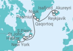 Reiseroute der Kreuzfahrt  Kanada, Antigua Und Barbuda, Grönland, Island - NCL Norwegian Cruise Line